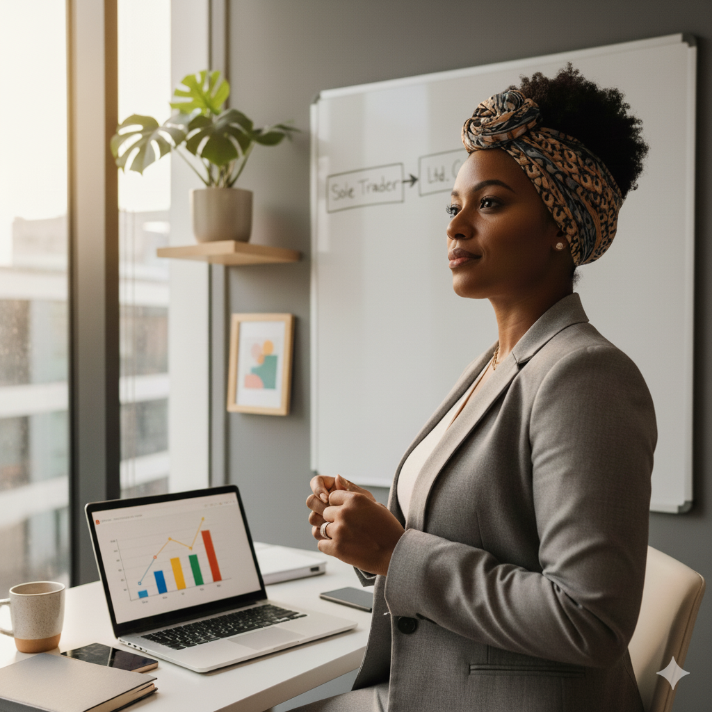 A confident entrepreneur planning their business protection in Trinidad.